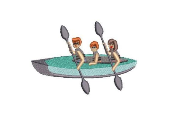 Kayaking Family Embroidery Design