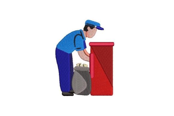 Postman Collecting Mail Embroidery Design