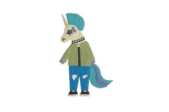 Punk Unicorn Embroidery Design