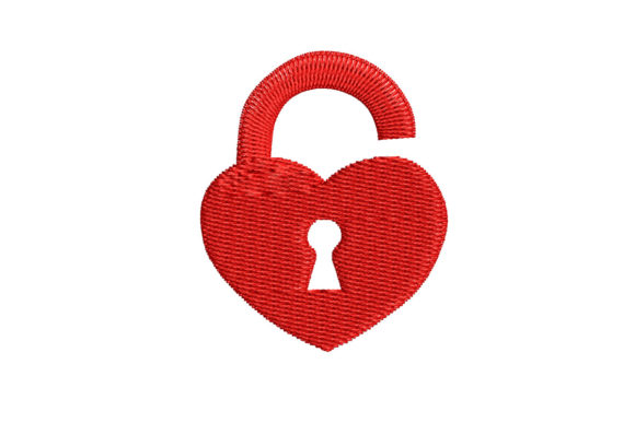 Red Heart Lock Embroidery Design