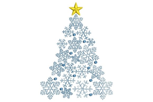 Snowflakes Tree Embroidery Design
